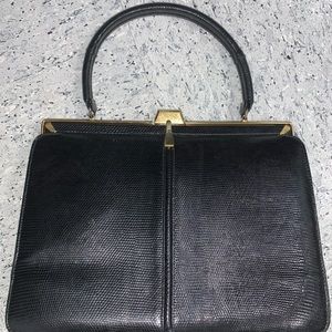 Vintage 60”s Saks 5th Avenue black lizard handbag